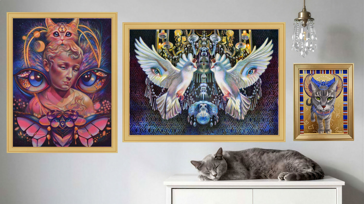 art wall space with visionary art by veronica winters artist