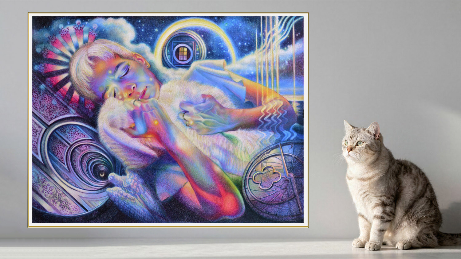 surreal colored pencil drawing od woman sleeping by veronica winters-visionary art